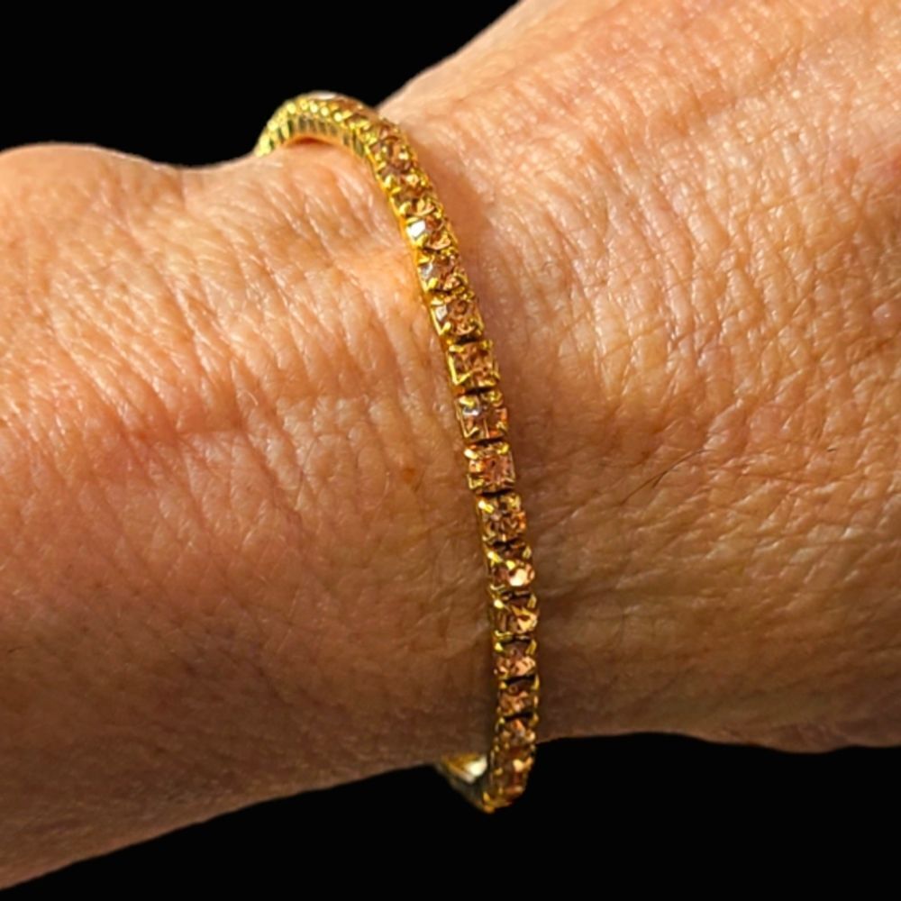 Paris Tennis Bracelet Soft Blush‎ and Goldtone Stretch 8"